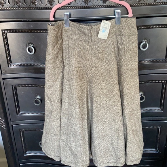 Akris Punto plaid skirt Brown Pleated Wool Cashmere Bergdorf Goodman Size 4 - Picture 5 of 5